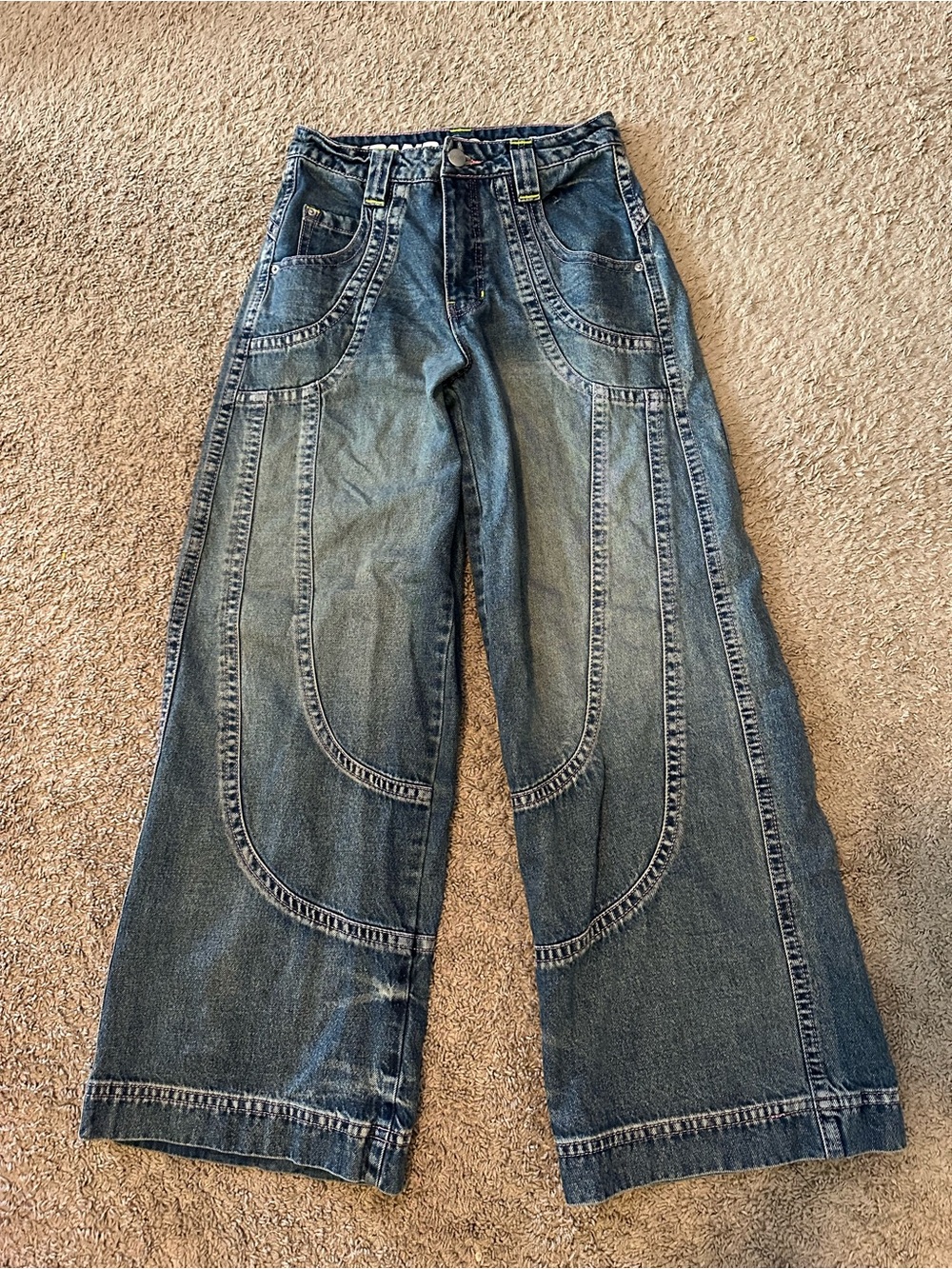 🛸 Rare ALAB "Expand Your Mind" Cyber Y2K Wide Leg Jeans